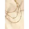 Çelik Altın Renkli Topçuk Tasarımlı Çoklu Kolye