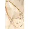 Çelik Altın Renkli Topçuk Tasarımlı Çoklu Kolye