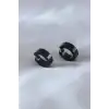 Çelik Siyah Renk Sıkıştırmalı Erkek Küpe