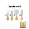 Cheese Knife Set 4pcs Peynir Bıçak Seti Ahşap Bambu Saplı Bx40