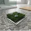 Çiçek Desenli Yapay Çim Gider Kapağı - 96x5 cm - Doğal Görünüm