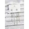 Çiçek Model Gümüş Pirinç Sallantılı Kadın Küpe