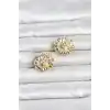 Çiçek Model Zirkon Taşlı Düğme veya Manşet Broşu