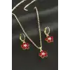 Çiçek Taşlı Set Kolye