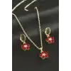 Çiçek Taşlı Set Kolye