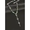 Çiçek Zirkon Taşlı Çelik Y Kolye