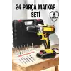 Çift Bataryalı Metal Dişli Darbeli Şarjlı Matkap Seti 24w Güç Ve 24 Parça Aksesuar