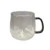 Çift Cidarlı Cam Kupa Gri Renk