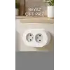 Çift Girişli Beyaz Sıva Üstü Topraklı Priz - Dekoratif Duvar Prizi