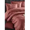 Clasy Çift Kişilik Jakarlı Saten Nevresim Takımı Arata V2 Kiremit