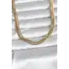 CM 14K Gold Renk Kalın Yassı Yılan Zincir Model 45 cm Kadın Kolye