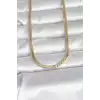 CM 14K Gold Renk Yassı Ezme Zincir Model 60 cm Kadın Kolye