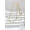 CM 14K Gold Renk Yassı Oval Zincirli Model 60 cm Kadın Kolye