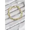 CM Kalın Zincir Model Gold Renk Pirinç Kadın Bileklik