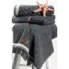 Cotton Box 3lü Jakarlı Havlu Seti Denim Antrasit 50x90