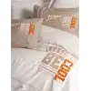 Cotton Box Mood Nakışlı Ranforce Çift Kişilik Nevresim Takımı Cool Kahve