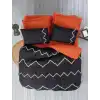 Cotton Box Puf Nakışlı Ranforce Çift Kişilik Nevresim Takımı Mirely Siyah Kiremit