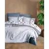 Cotton Box Puff Nakışlı Ranforce Çift Kişilik Nevresim Takımı Stesso Mavi