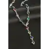 Damla Zirkon Taşlı Çelik Y Kolye