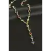 Damla Zirkon Taşlı Çelik Y Kolye