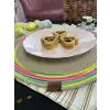 DecoHandy 39cm Neon Renkli Şeritli Jüt Örme Supla Amerikan Servis