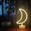 Dekoratif Pilli Ay Tasarımlı 3D Neon Led Masa Ve Gece Lambası