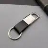 Deri Siyah Gümüş Metal Anahtarlık