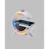 Dijital Saatli Kablosuz Şarj Destekli Rgb Led Işıklı Bluetooth Ses Sistemi