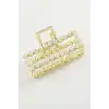 Dikdörtgen İnci Metal Mandal Toka 7 cm