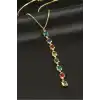 Dikdörtgen Taşlı Çelik Y Kolye