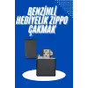 Doldurulabilir Siyah Benzinli Çakmak Metalik
