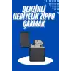 Doldurulabilir Siyah Benzinli Çakmak Metalik