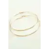 Ezme Çizgili Metal Halka Küpe 8-9-10 cm