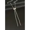 Fiyong Şerit Taşlı Çelik Y Kolye