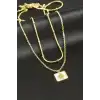 Ftm Ana Eli  Sedef Lüks Çelik İkili Kolye