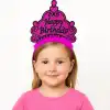 Fuşya Happy Birthday Doğum Günü Prenses Tacı