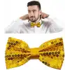 Gece Işıltısı Altın Payetli Pullu Papyon 7x2 cm