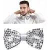 Gece Işıltısı Gümüş Payetli Pullu Papyon 7x2 cm