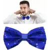 Gece Işıltısı Mavi Payetli Pullu Papyon 7x2 cm