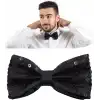 Gece Işıltısı Siyah Payetli Pullu Papyon 7x2 cm