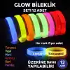 Glow Kalın Bileklik 12’li Set | Baskıya Uygun Renkli Model
