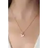 Gold Beyaz Renk Kelebek Figür Kadın Kolye