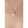 Gold Beyaz Renk Kelebek Figür Kadın Kolye