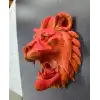 Gold Kırmızı Aslan Duvar Dekoru Asılabilir Hediyelik 3d Heykel 20x21 Cm