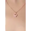 Gold Pembe Renk Kelebek Figür Kadın Kolye