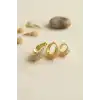Gold Renk 3 lü Zirkon Taşlı Halka Küpe Set