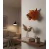 Gold Renk 3D Kurt Başı Duvar Dekoru