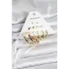 Gold Renk 6 Çiftli Pirinç Kadın Küpe Seti