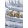 Gold Renk Kırık Kalp Model Pirinç Kadın Küpe