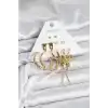 Gold Renk Pirinç 6lı Kadın Küpe Seti